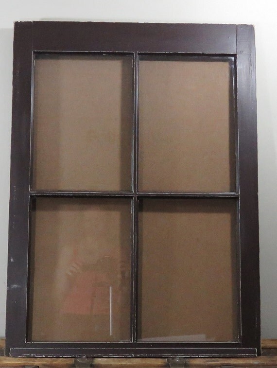 Wood window picture frame 4 pane vintage brown by lilShabbyShack