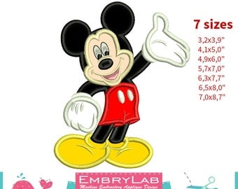 Applique Mickey Mouse. Machine Embroidery Applique Design. Instant Digital Download (16260)