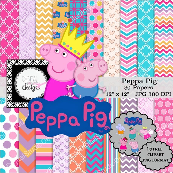 Peppa Pig Paper Pack 30 Papers 15 by DigitalStudioDesigns