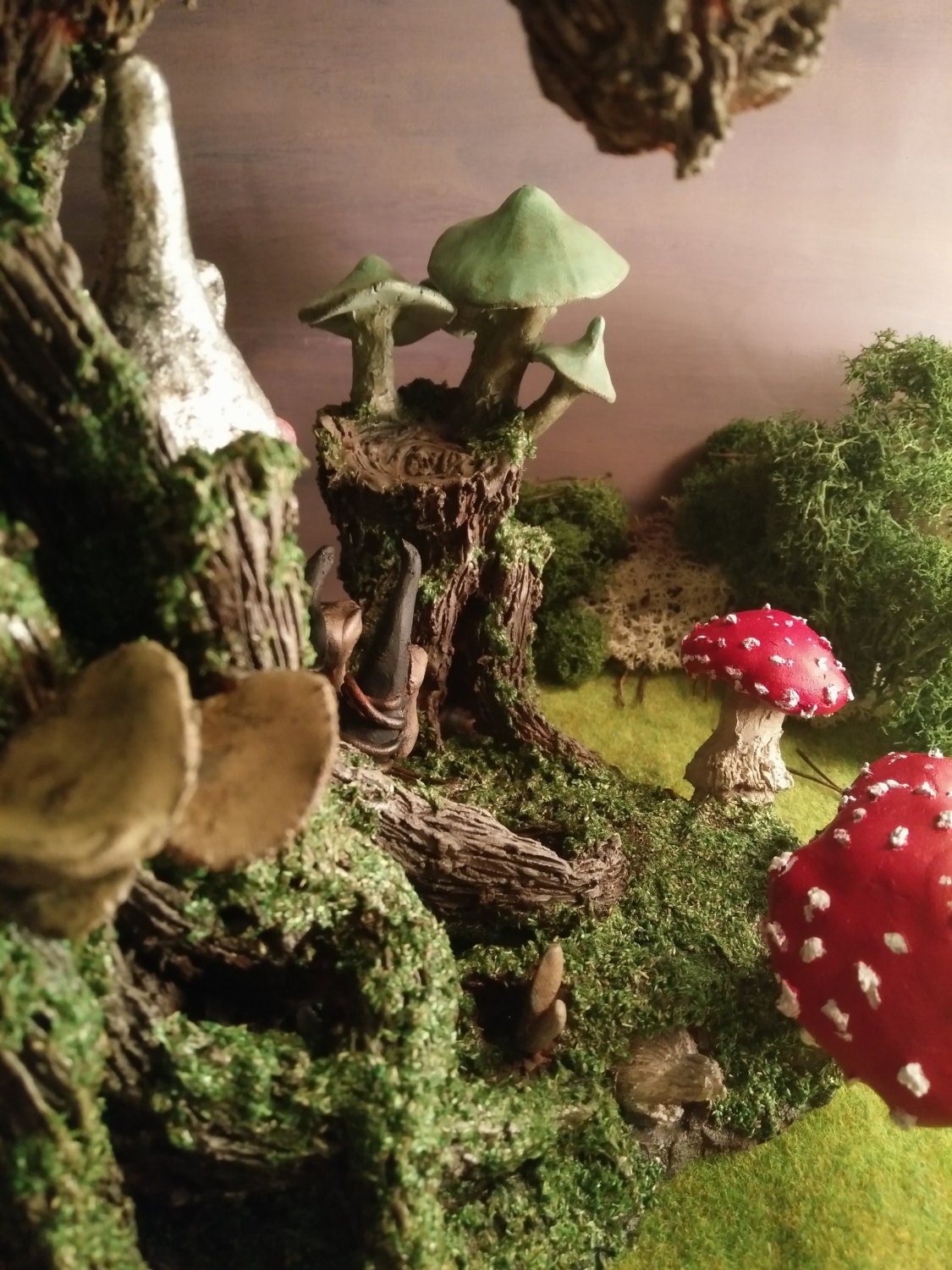 Fairy mushroom forest with tree elf/gnome