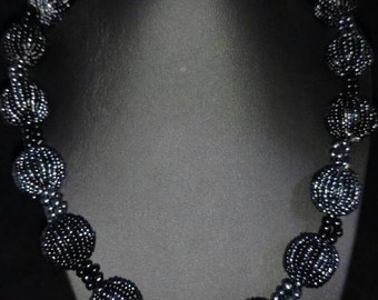 Black Seed Bead Necklace and Matching Bracket