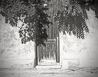 Southwest door art | Etsy - Framed black and white photo, vintage doorway, fine art photography,  rustic, trees, stucco wall, wooden door, southwest, shadow