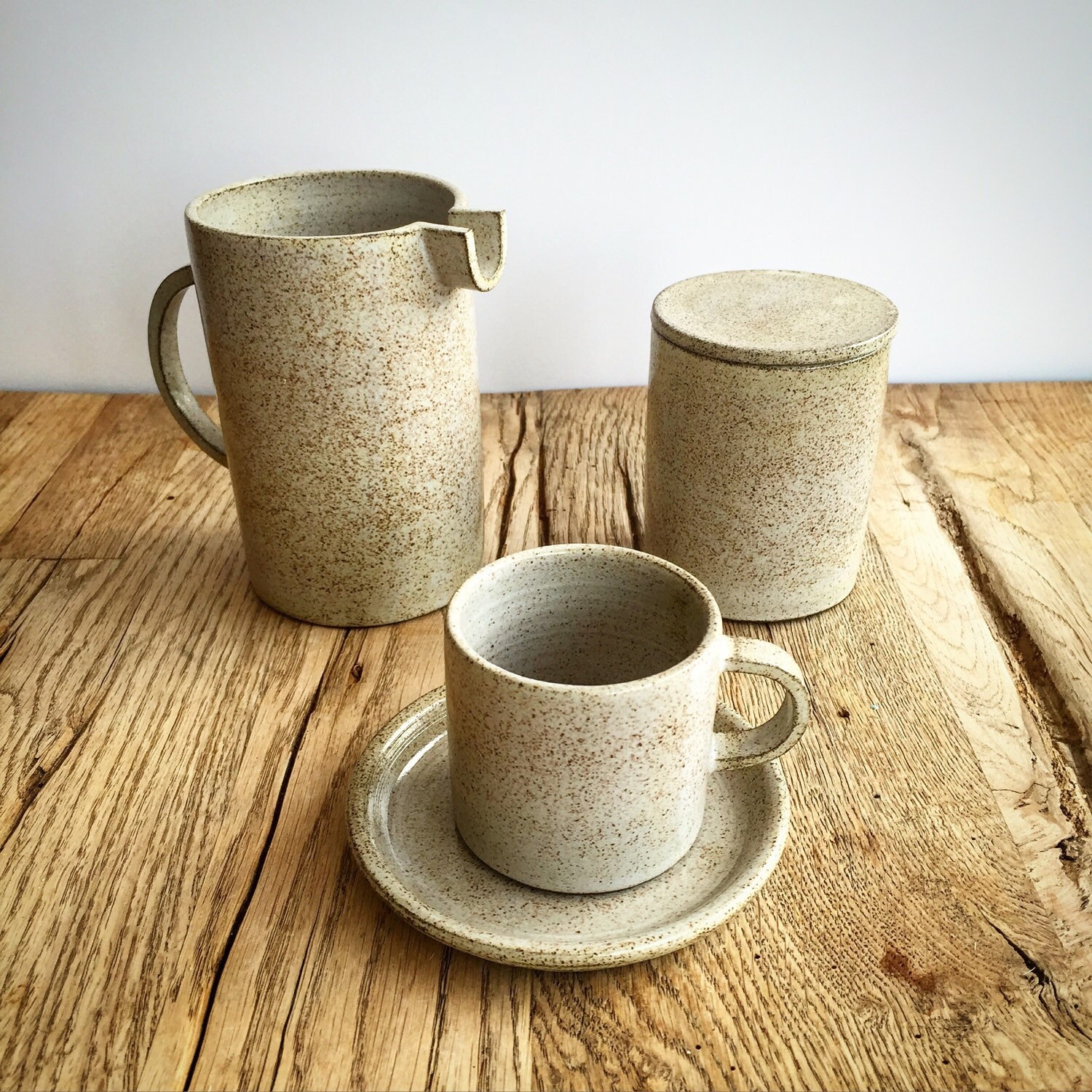 Ceramic handmade sugar bowl and creamer set by CeramicsByLeoStudio