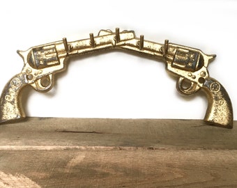 Pistol Wall Hooks - Hunting Decor - Entryway Coat Hooks - Cast Iron Key Holder - Rustic Key Hook - Hunting Nursery Decor - Decorative Hooks