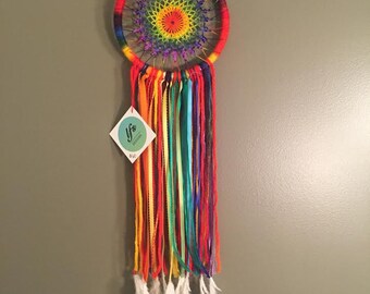 Small Rainbow Dream Catcher 7"D x 24" L