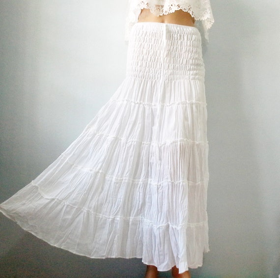 Long Cotton Skirt Dress Gipsy Summer Boho Hippie Floaty