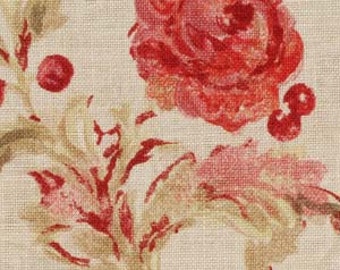 BEACON HILL MONTELCINO Floral Linen Fabric 5 Yards Coral