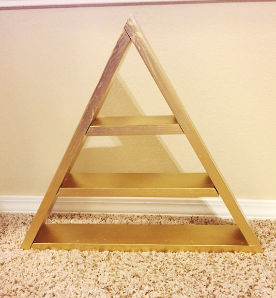 Gold Wooden triangle shelf