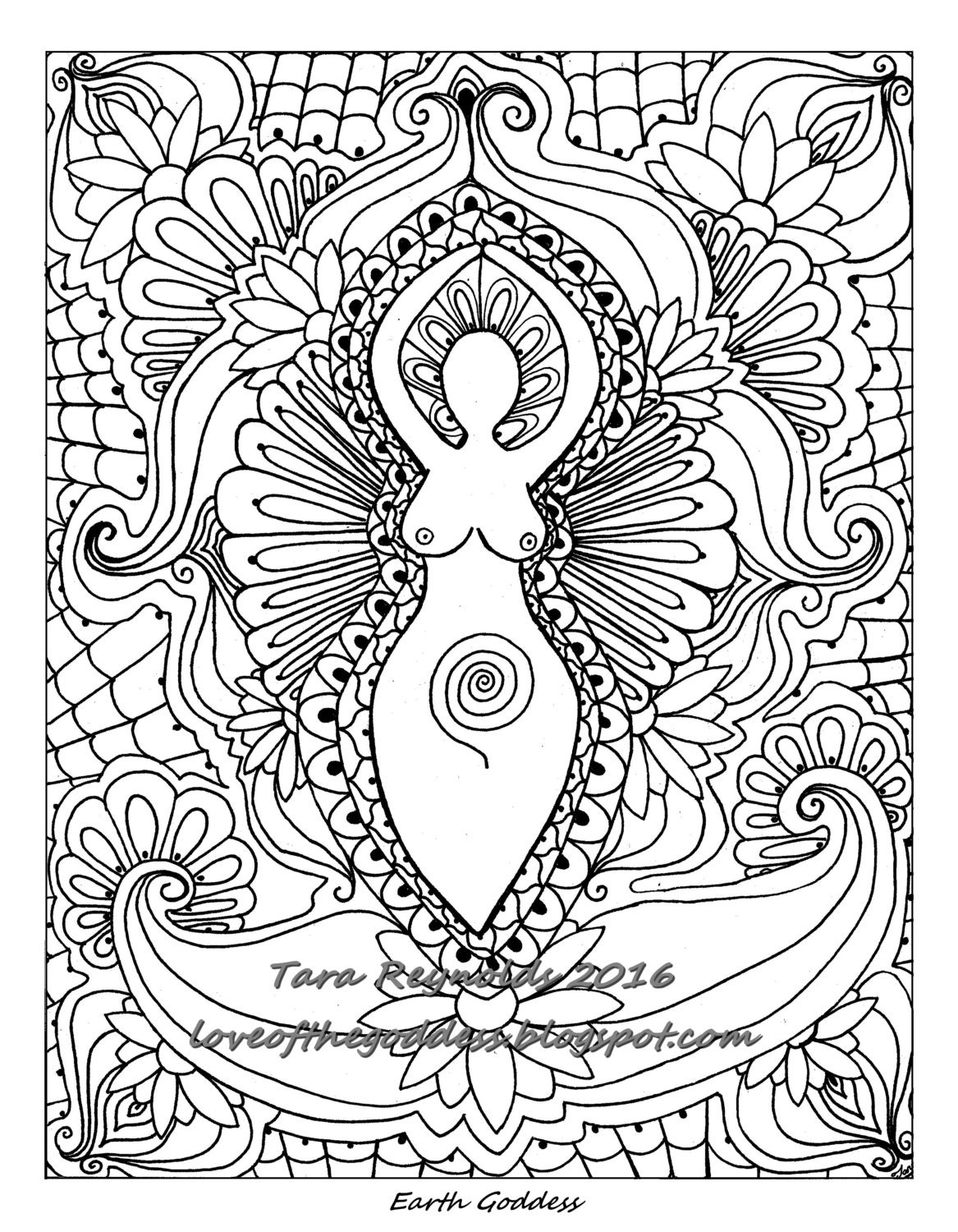 Download Adult Coloring Page Goddess Art Goddess Print Coloring Book