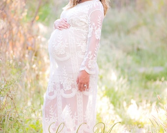The "Jolie" Maxi Dress - Lace Gown - Maternity Gown - Boudoir Photo Shoot - Maternity Clothing - Pregnancy Wear - Pregnancy Dress - Senior