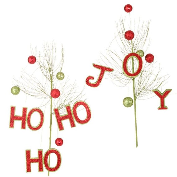 CHRISTMAS PICKS 4 pk SPRAYS Picks Glittered Picks