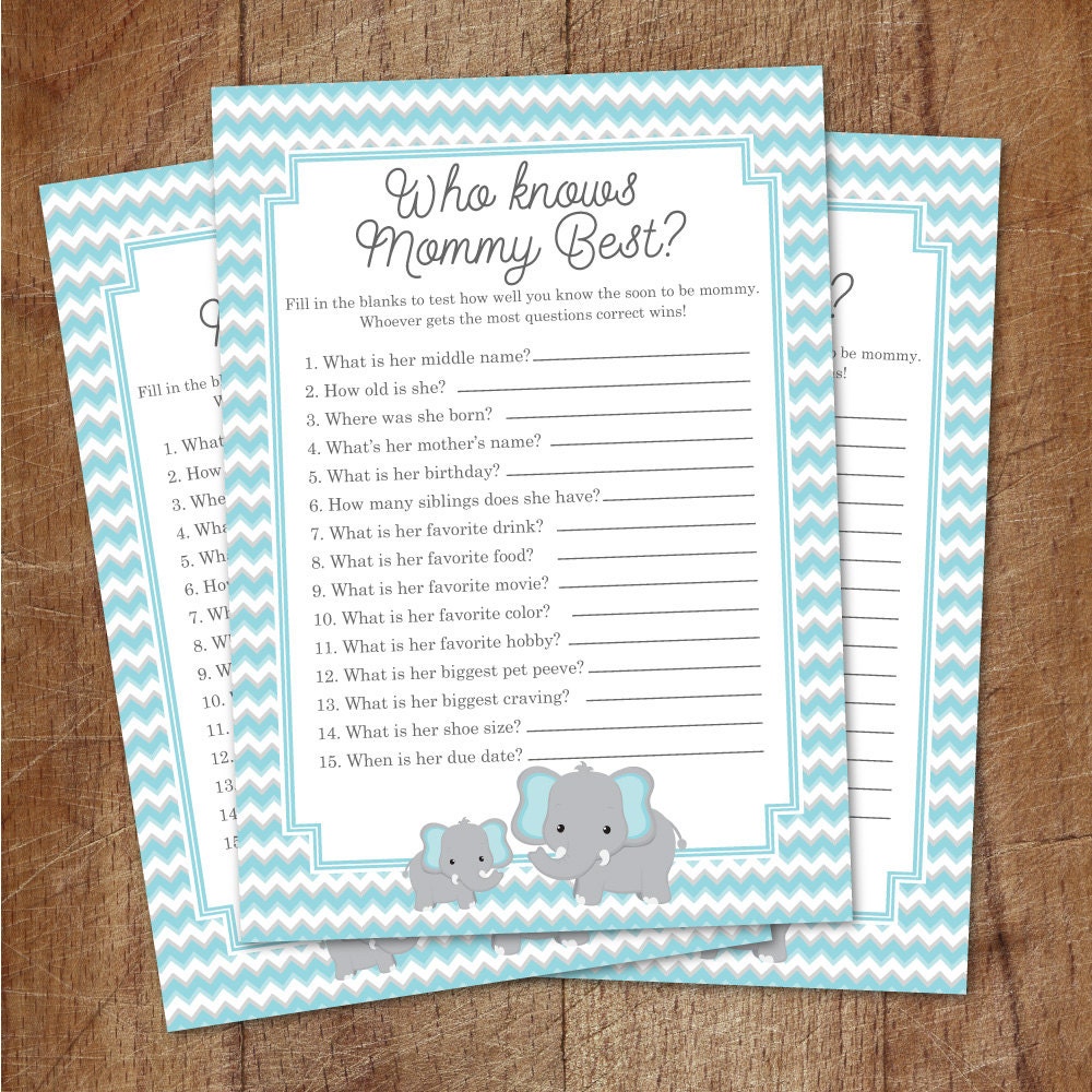 Elephant Baby Shower Printable How Well Do by GraphicWispPrints