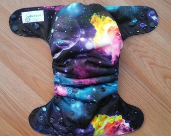 Galaxy cloth diaper - AIO cloth diaper - one size cloth diaper - Newborn all in one - hemp bamboo diaper - space diaper - galactic - wahm