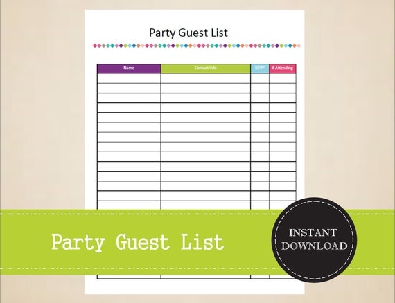 Party Guest List Holiday Party Organizer Party Planner