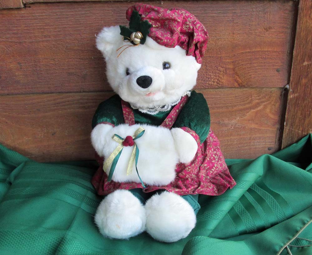 Kids of America Vintage Plush Christmas Bear Teddy Bear