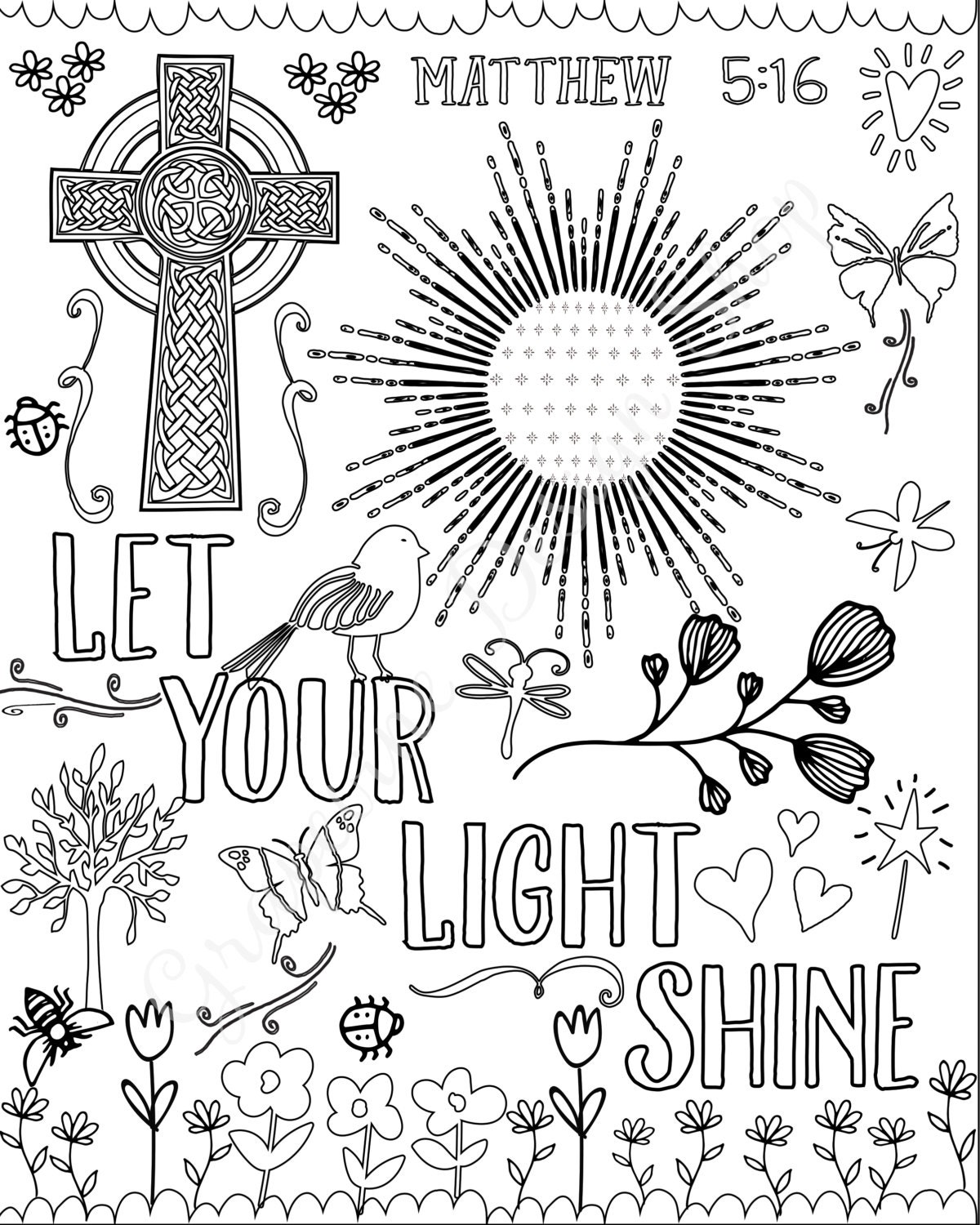 Bible verse coloring pages. Set of 5 Instant download