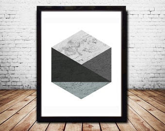 Hexagon Wall Art Prints Abstract Prints Abstract Poster Geometric Wall Art