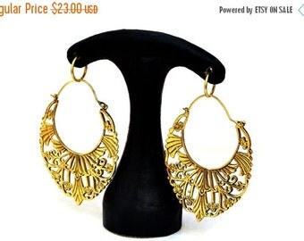 Items similar to Gypsy hoop earrings, Bronze bead earrings, Gold