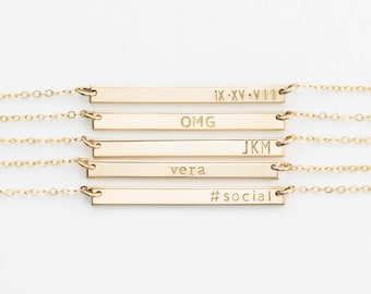 Small Skinny Bar Necklace, Personalized 14k Gold Filled, Sterling Silver, or Rose Gold Filled Sleek Bar / GLDN Dainty Bar Necklace, GETTY