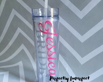 Wedding Tumbler//Wedding Party Glass//Wedding Party Skinny Tumbler//Bridesmaid Skinny Tumbler//Bridal Tumbler//Bridesmaid Tumbler