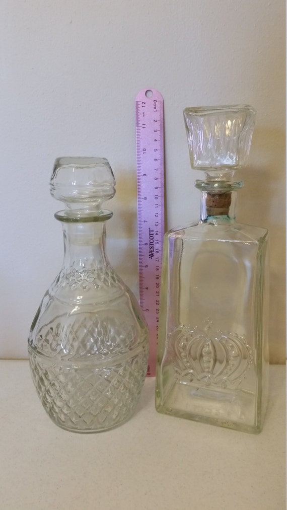 2 vintage crown royal whiskey glass decanter by dedhamtreasures