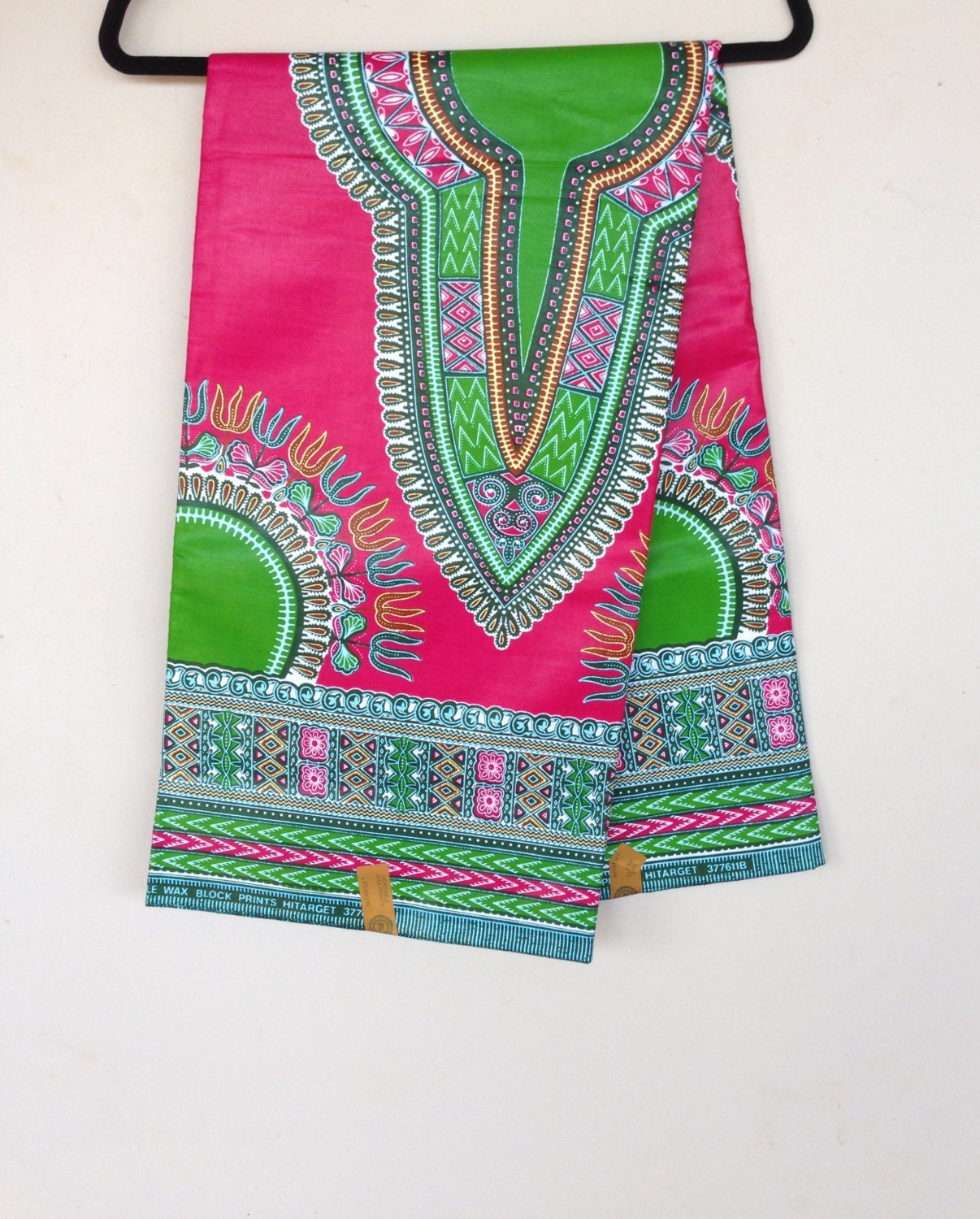 Pink with Green Dashiki/ dashiki fabric African Print / Ankara
