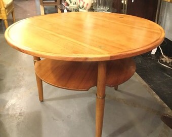 34 inches Diameter Kresten Buch Round Danish table with brass accents