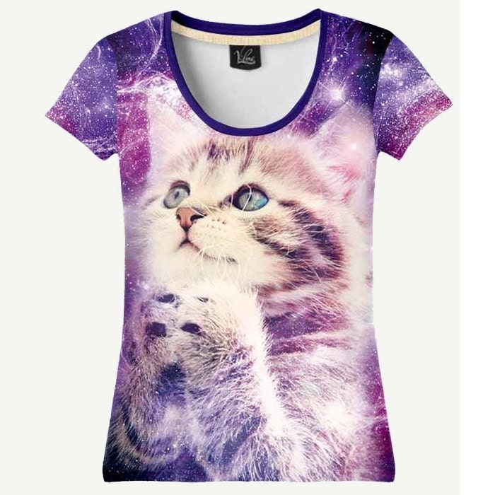 cat in space t shirt