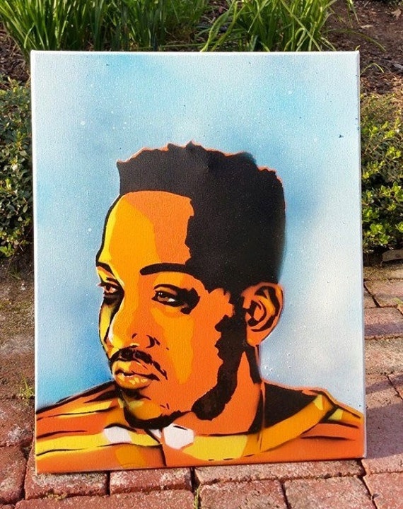 Download Kendrick Lamar stencil art portrait on CANVAS Black Hippy TDE