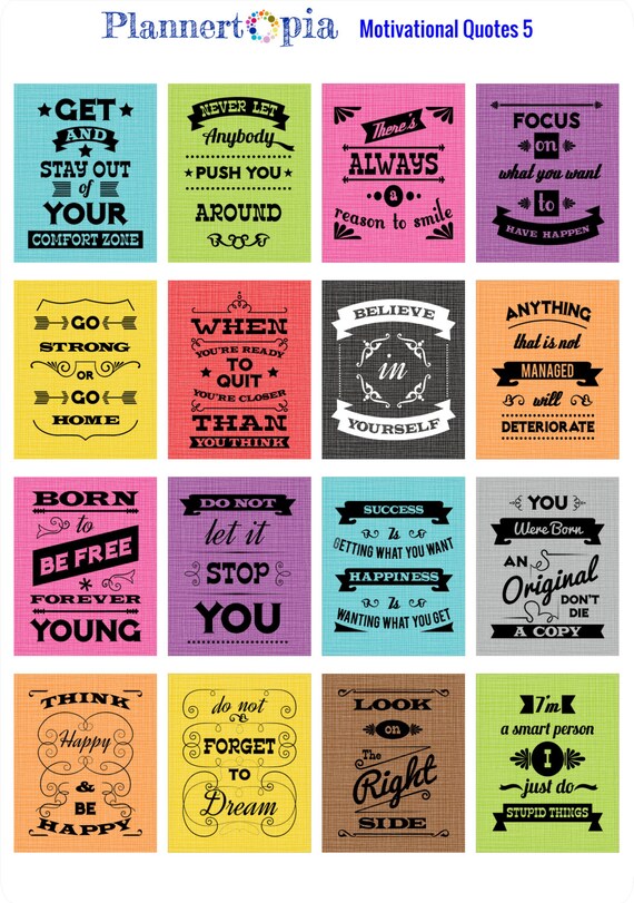 16 motivational quotes planner stickers 5 quote planner