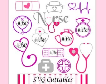 Nurses Svg Cutting Files- Monogram Frame Svgs- Nursing SVG, DXF, PNG- Screen Printing- Stethoscope Svg- Vinyl Transfers