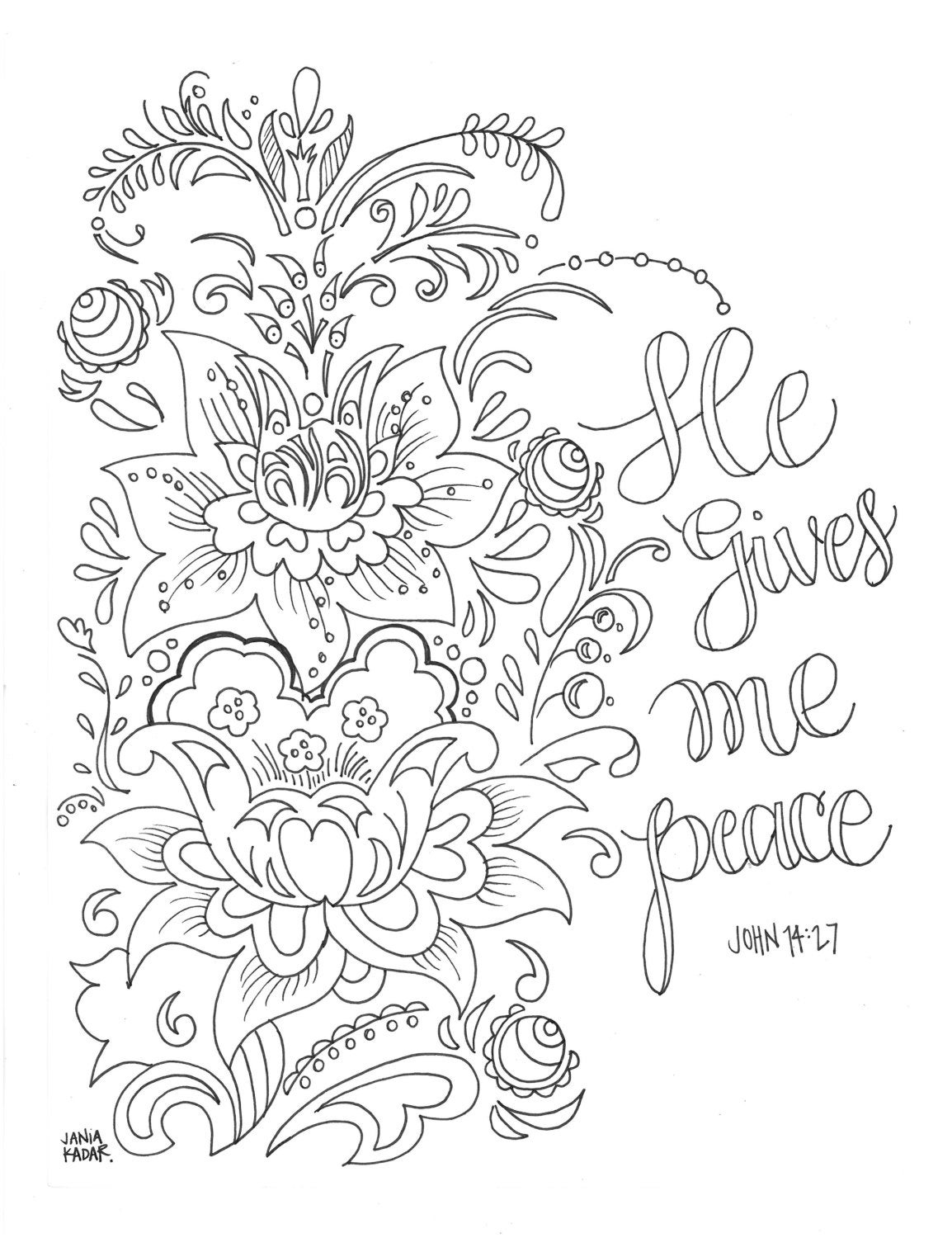 He gives me peace coloring page PDF by ThePrintsofPeaceBook