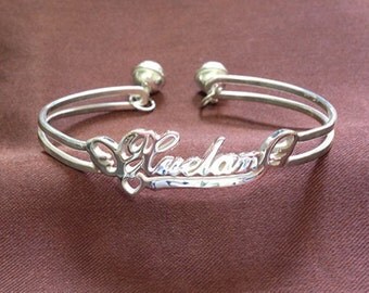 Baby Name Bracelet Silver, Any Name Bracelet, Personalized Name Bracelet with Bell, Personalized Letter Bracelet,Initial Bracelet