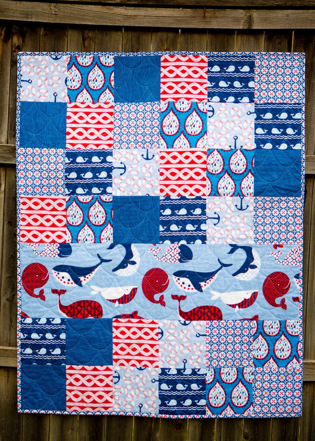 Whale Quilt Modern baby quilt Baby Quilt Baby Blanket