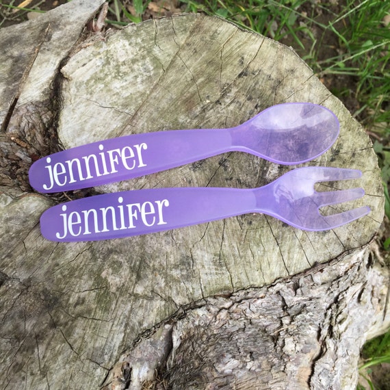 Items similar to Custom personalized fork and spoon set toddler name
