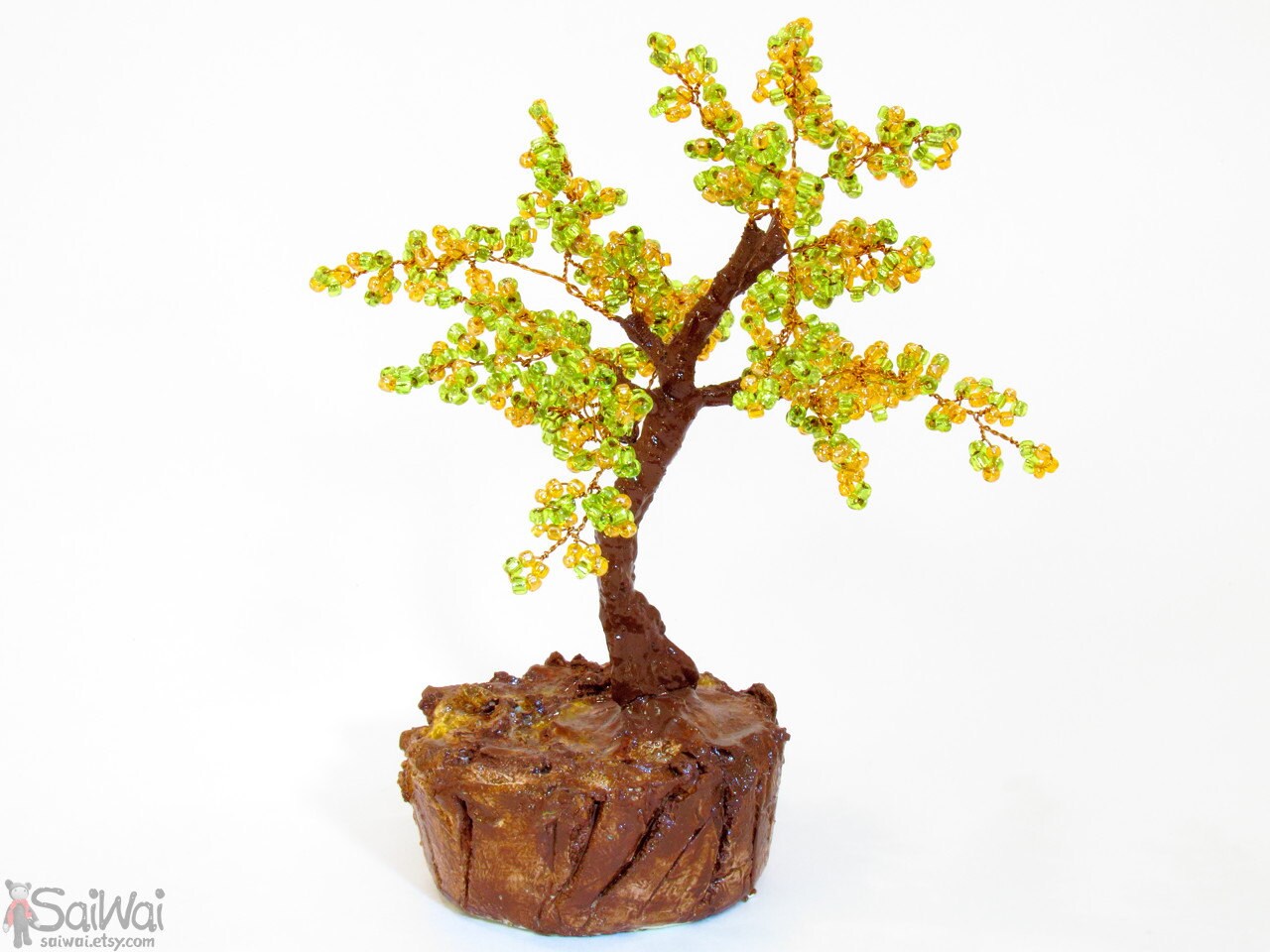 Beaded Wire Bonsai Tree Pine Glass Bead Tree of