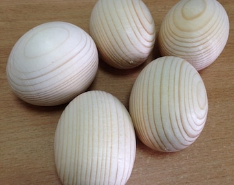Large Wooden Eggs. Wooden Easter Eggs. Wooden Eggs. - DIY Unfinished Wood Egg - Set of 5