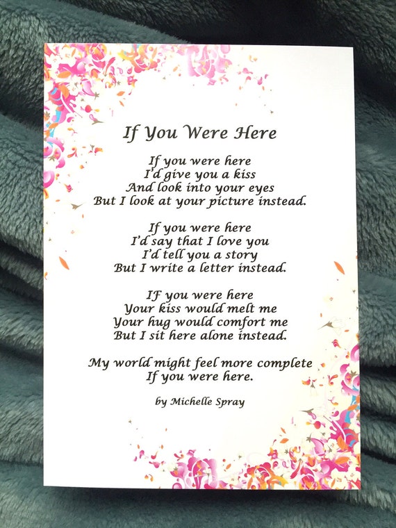 Poetry Art If You Were Here Original 5x7 Poem Print by