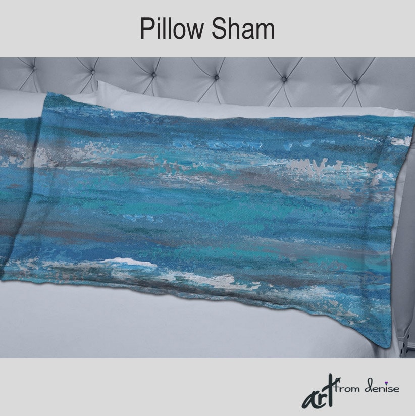 Modern pillow shams Teal turquoise blue gray Bedroom decor