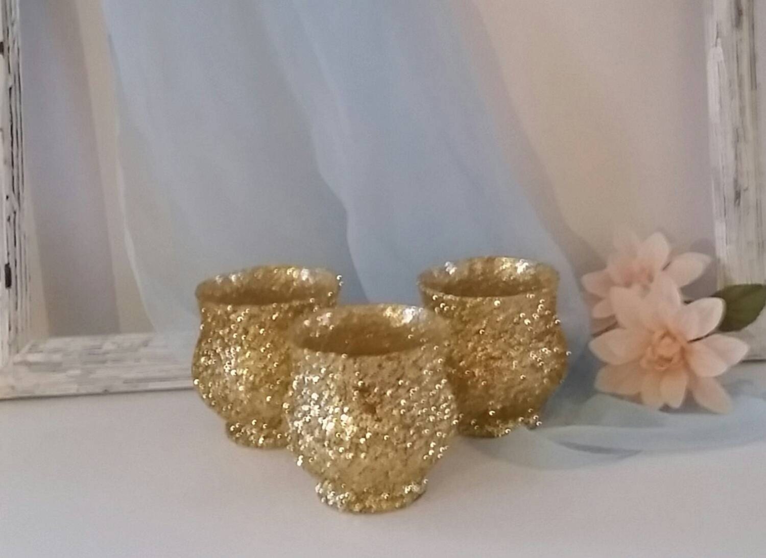 VasesGold Wedding Vases Glitter vases Rustic by TheBoxedPearl