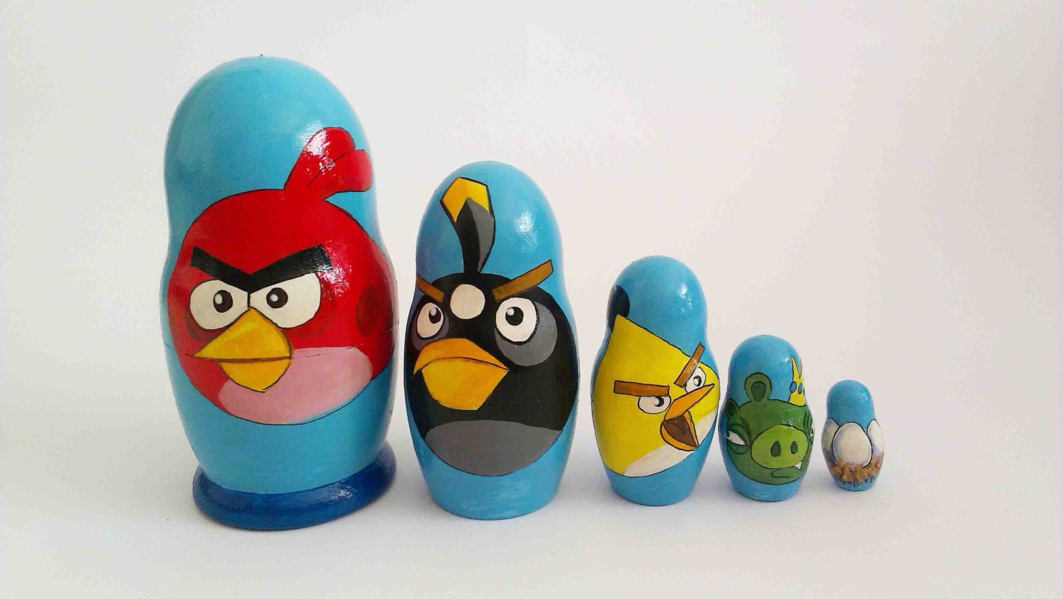 Handpainting nesting dolls Angry Birds.Height 11