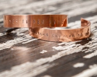 Personalized Hand-stamped Copper Jewelry, Women's Copper Cuff Bracelet, Rustic Copper Cuff, Gift under 20, Gift for Mom, Gift for her
