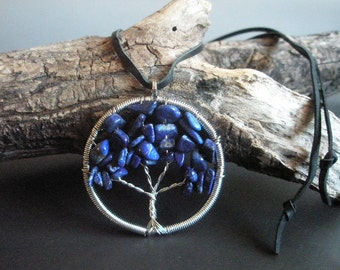 Lapis tree of life necklace
