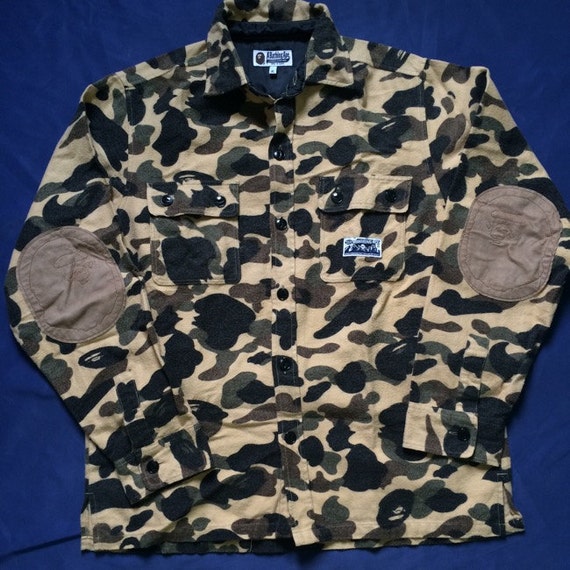 vintage bape flannel camo rare size xl