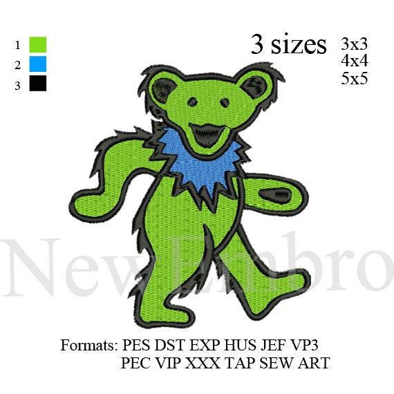 grateful dead dancing bears embroidery pattern