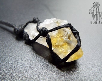 Citrine Necklace Raw Gemstone Natural Pendant November Birthstone Reiki Chakra Boho Yellow Hippie Crystal Healing Abundance Gift for her