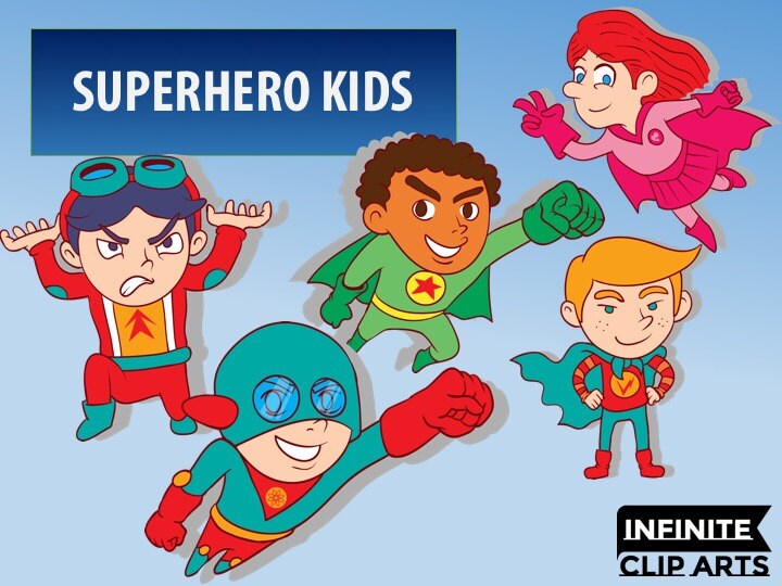 5 Super Hero Kids Disney Clip art - Printable Digital Clipart Graphic ...