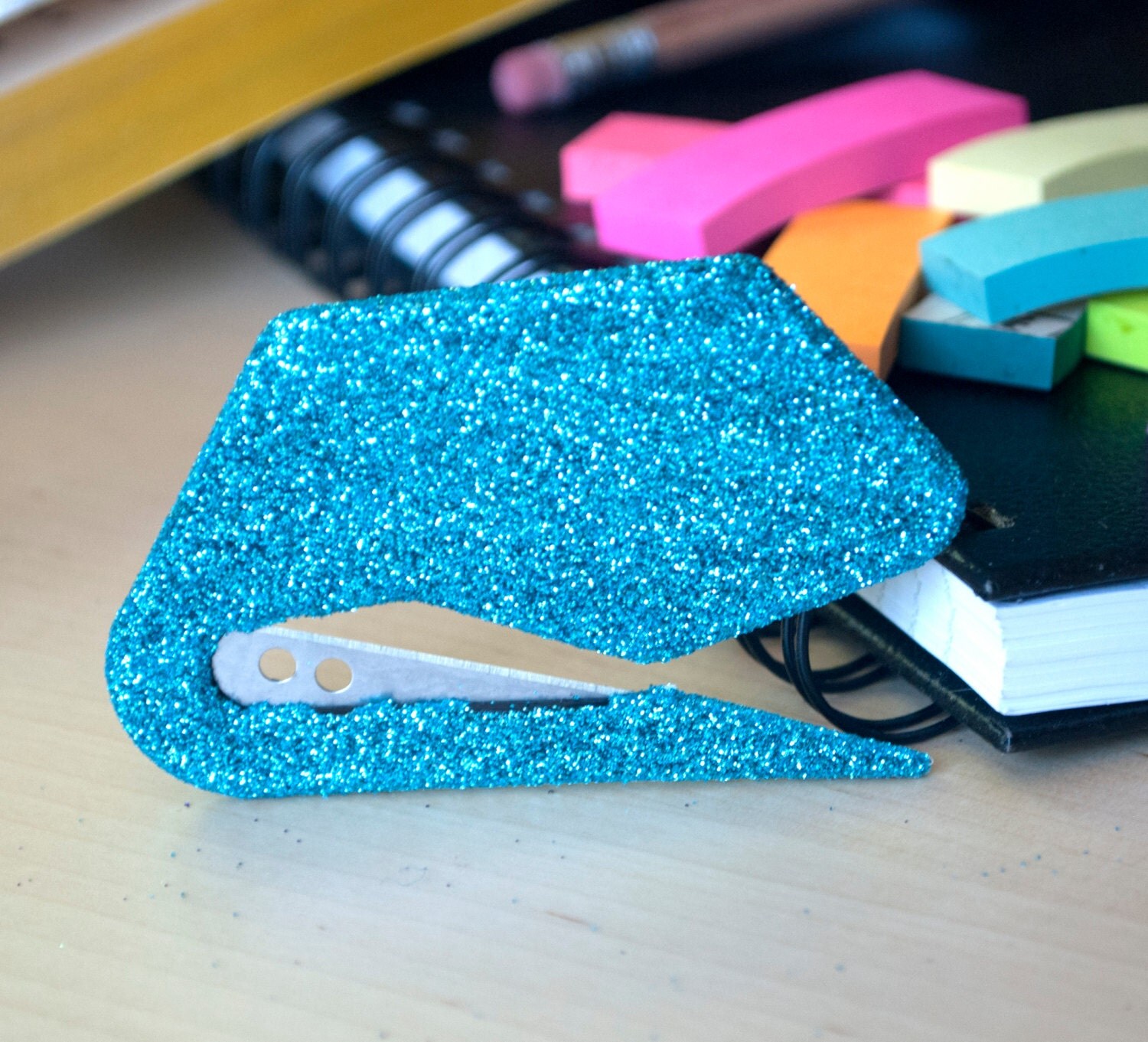 Turquoise Glitter Envelope Opener Office Supplies Glitter