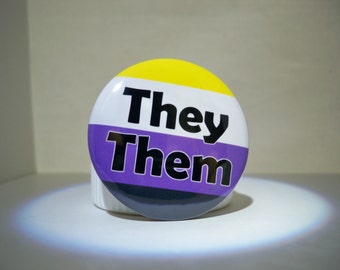 BOLD Non-Binary Flag Pronoun Button (They Them)