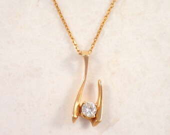 14K Yellow Gold Diamond Pendant